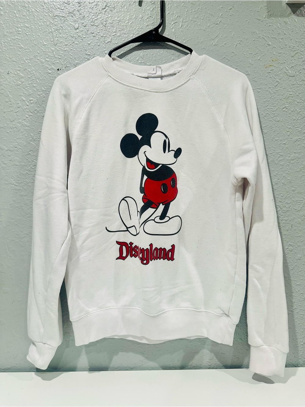 Disney White Crewneck Sweatshirt with Red & Black Mickey Graphic